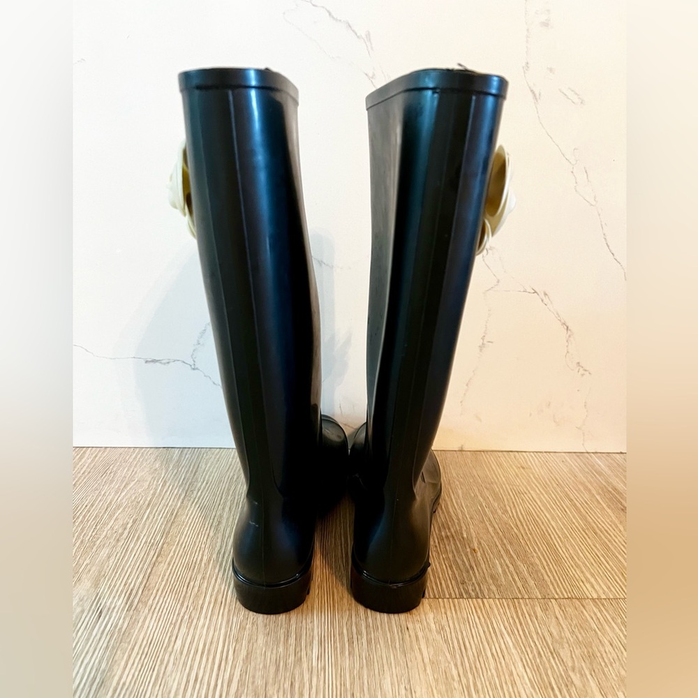 Capelli of New York Black Rain Boots with Floral Detail - Picture 4 of 8